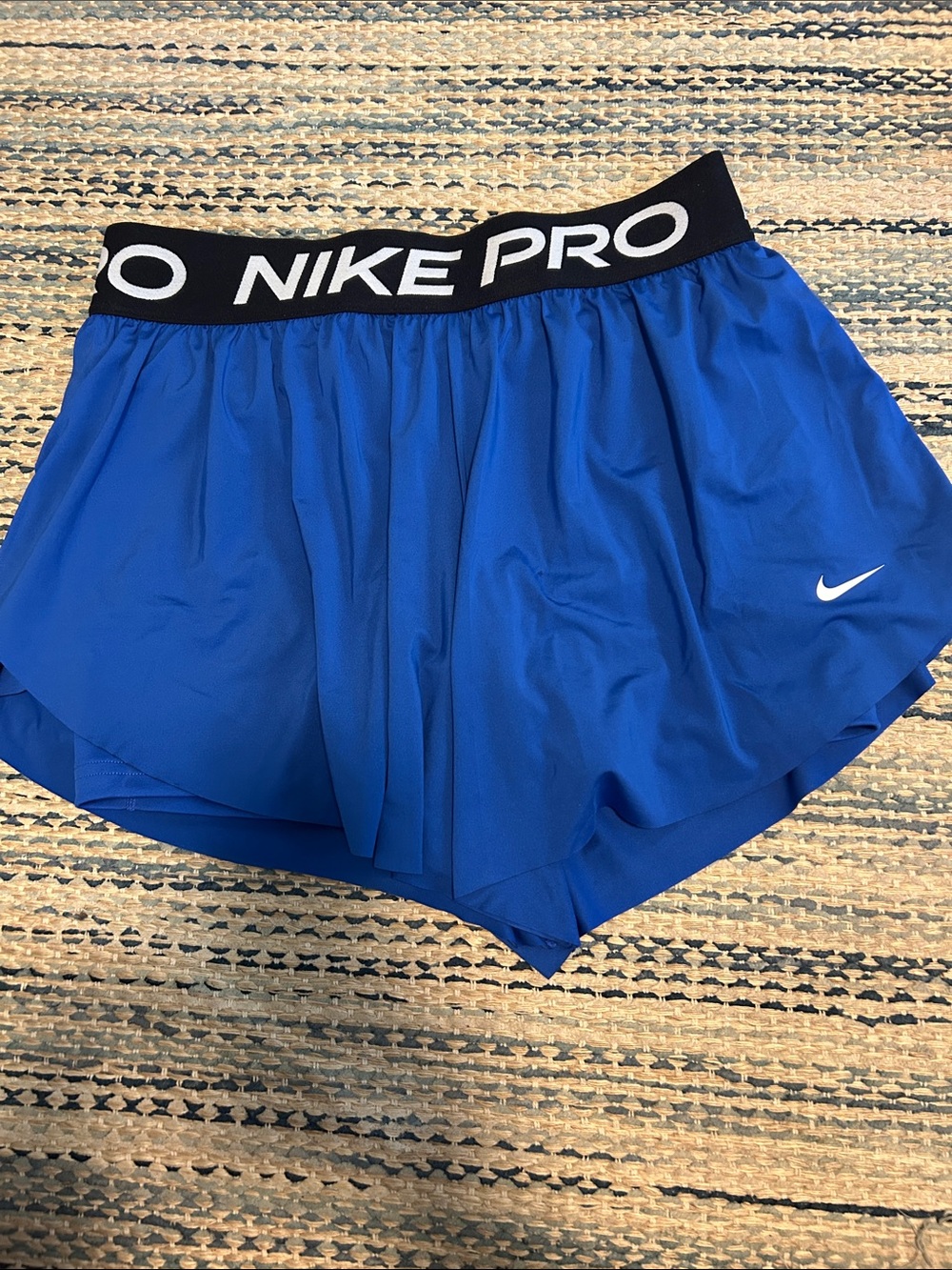 Nike Pro Women's Athletic Shorts in Bright Blue with Black Waistband